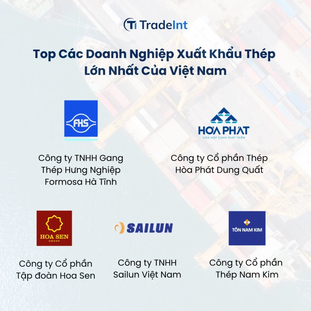 Top các doanh nghiệp xuất khẩu thép lớn nhất Việt Nam