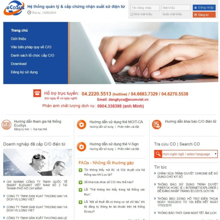 hệ thống ecosys co so du lieu xuat nhap khau tradeint vn